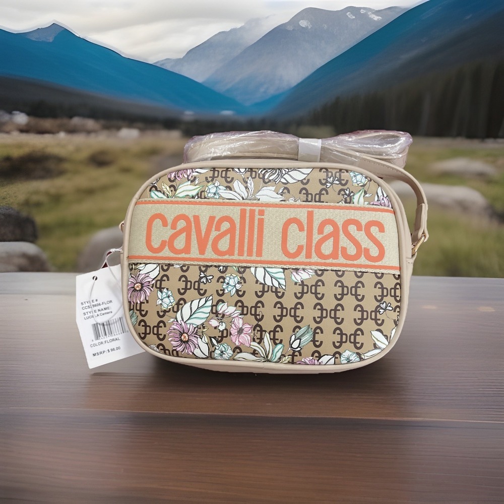 Cavalli Class Lucilla Camera Floral Women's Zip Up‎ Crossbody Purse NWT CCS25606